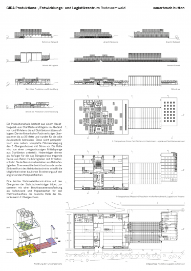 Gira Unternehmenssitz Ansichten, Schnitte und Grundrisse EG- 2.OG