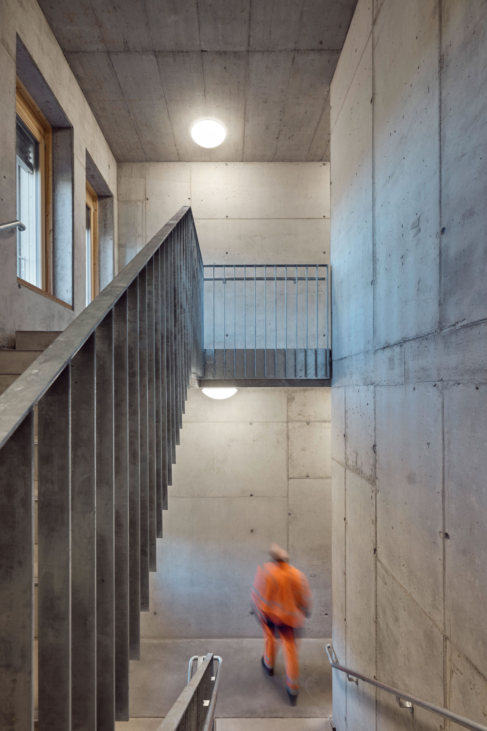 Innenraumperspektive Treppenhaus der Neugestaltung Betriebsstandort Deckerstraße